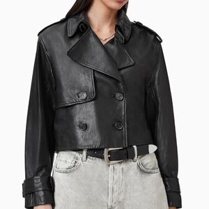 Women's Black Double-Breasted Leather Jacket